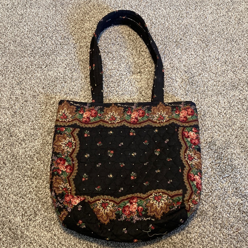 Vera Bradley Elegant Black Floral Tote Bag